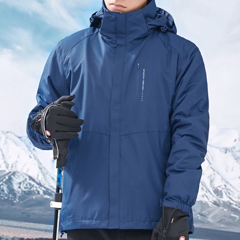 冬季户外冲锋衣男女可拆卸三合一软壳外套加绒加厚防寒滑雪服情侣