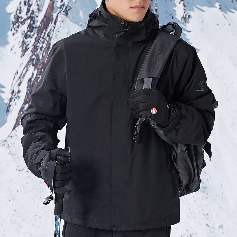 可拆卸两件套，防风防水，加厚保暖冲锋衣