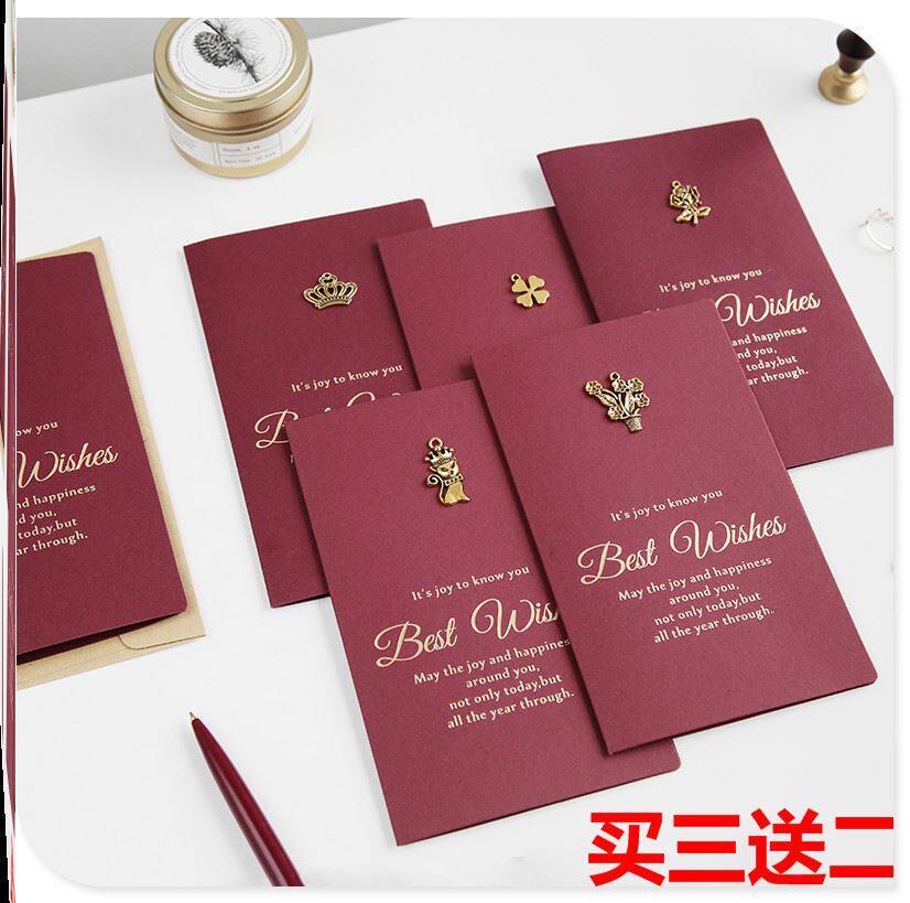 新年贺卡商务空白手写英语欧式美式极简员工送同事送大人复古英文