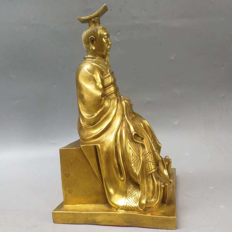 纯c铜后天八卦祖文王铜像周文王坐像站像家居铜器风水工艺品摆件