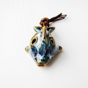 陶瓷小鱼陶笛6孔AC调初学六孔中音C调裂纹专业民族吹奏乐器