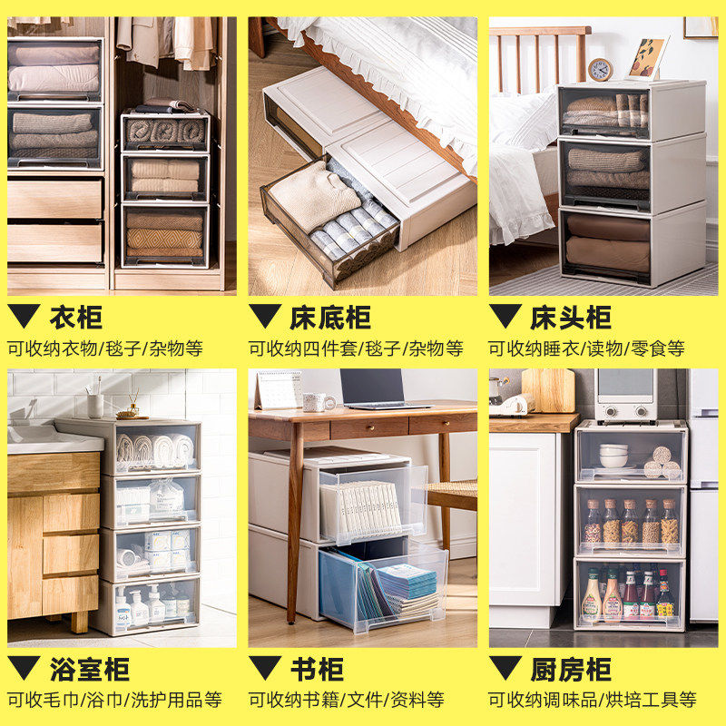 欧式抽屉式储物箱衣服化妆品收纳盒收纳抽屉家用收纳柜桌面收纳箱