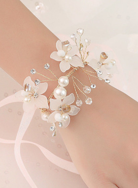 韩式新娘手腕花唯美超仙美兰花朵手花手环奢华结婚礼物伴娘姐妹团