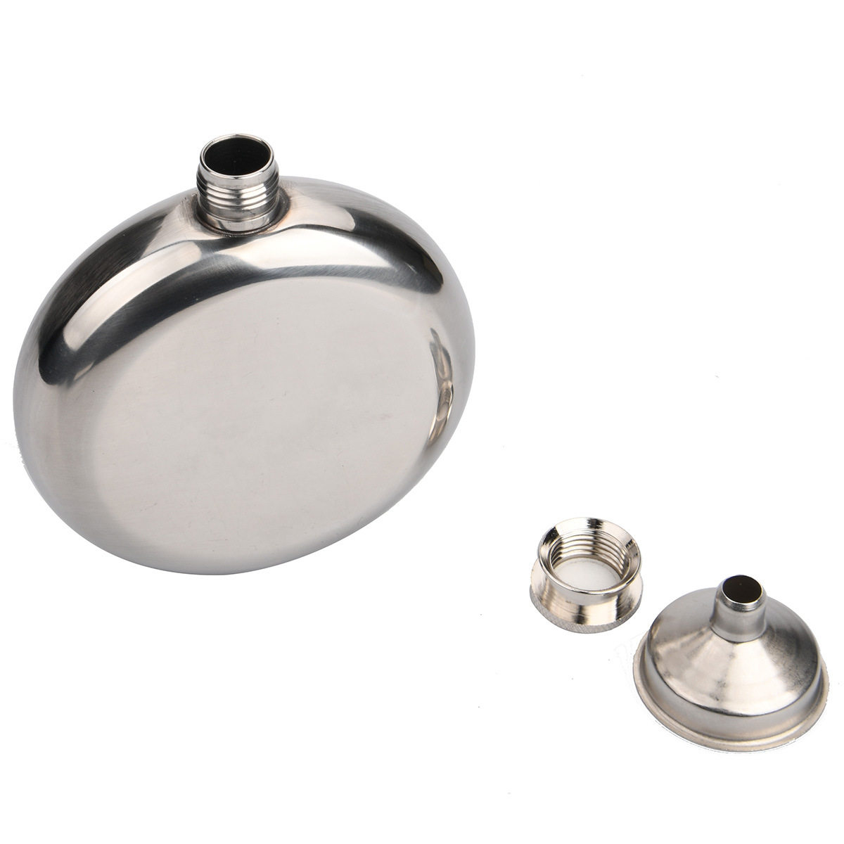 镜光面酒壶男士随身不锈钢便携式5盎司圆形酒壶送小漏斗100g