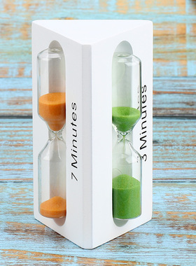 木质沙漏计时器 3/5/7分钟时间漏斗创意家居装饰品流沙瓶摆件可以