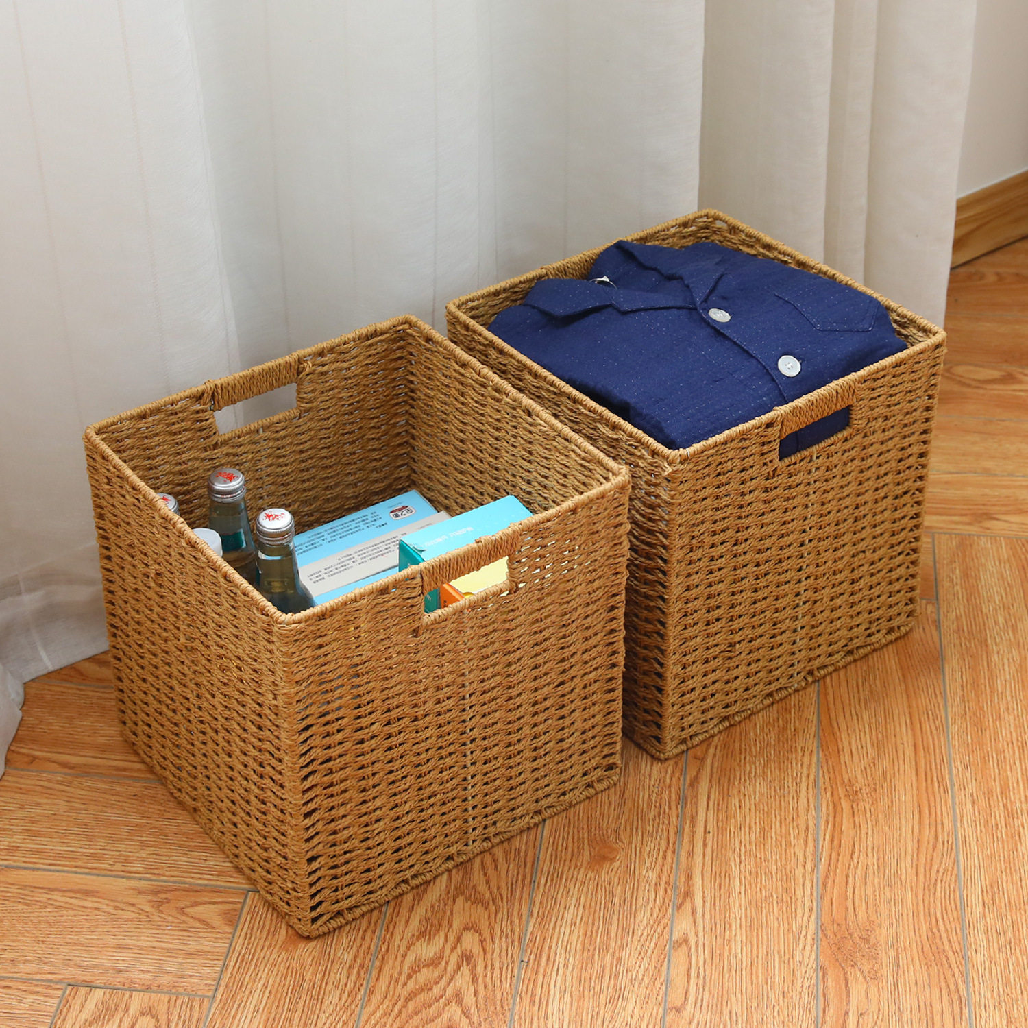 厂家直销方形收纳箱衣服收纳整理箱杂物编织收纳筐玩具盒橱柜,收纳整理,脏衣篮,淘宝优惠券,粉丝福利购,淘宝优惠卷