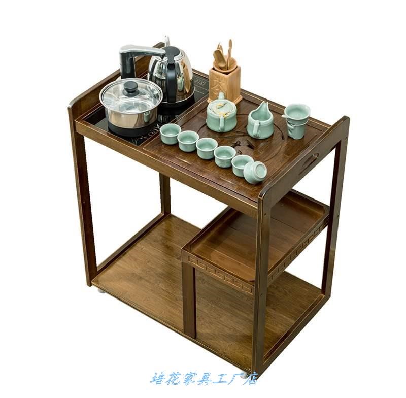 。放茶台的桌子家用带轮茶几茶车木质竹小茶桌自动电器茶盘套装