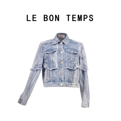 【LE BON TEMPS】新款牛仔外套领刺绣洗水c800756