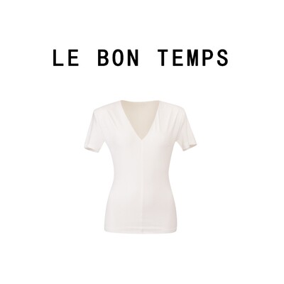 女士夏季新款V领修身短袖T恤