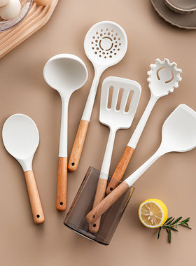 锅铲硅胶耐高温食品级不粘锅专用白色铲汤勺刮刀厨具套装炒菜铲子
