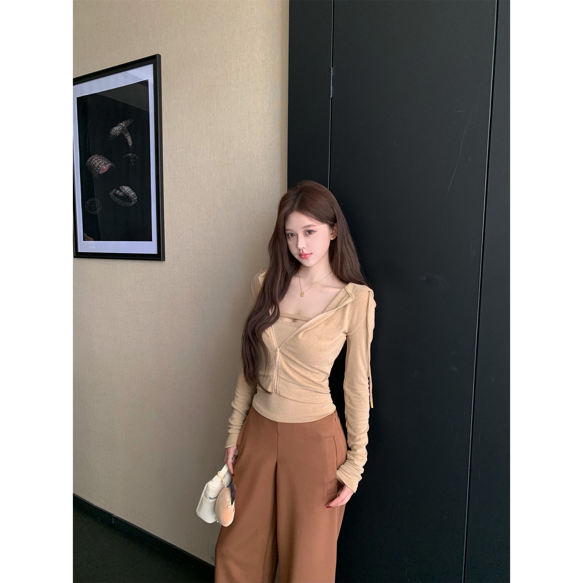 日本offcat复古风套装纯色拉链连帽外套内搭抹胸背心女春季宽松阔,女装/女士精品,时尚套装,淘宝优惠券,粉丝福利购,淘宝优惠卷