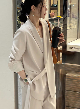日本offcat白色西装外套女2025春秋新款高级感韩系小西服休闲套装