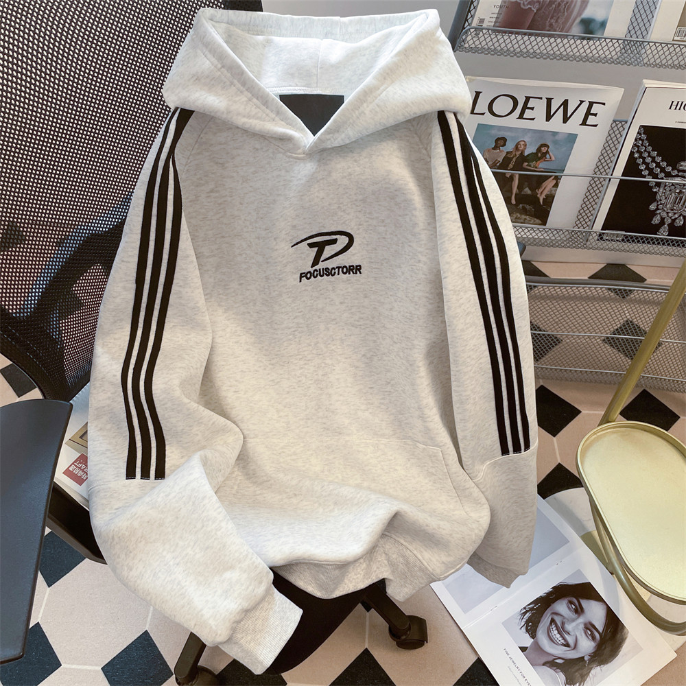 日本offcat美式高街三条杠字母刺绣重磅卫衣女秋冬潮牌情侣装hiph