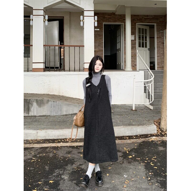 日本offcat高级设计感背心连衣裙女秋季温柔内搭针织打底衫上衣两