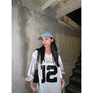 日本offcat 2000archives球衣美式复古短袖T恤女夏宽松运动上衣