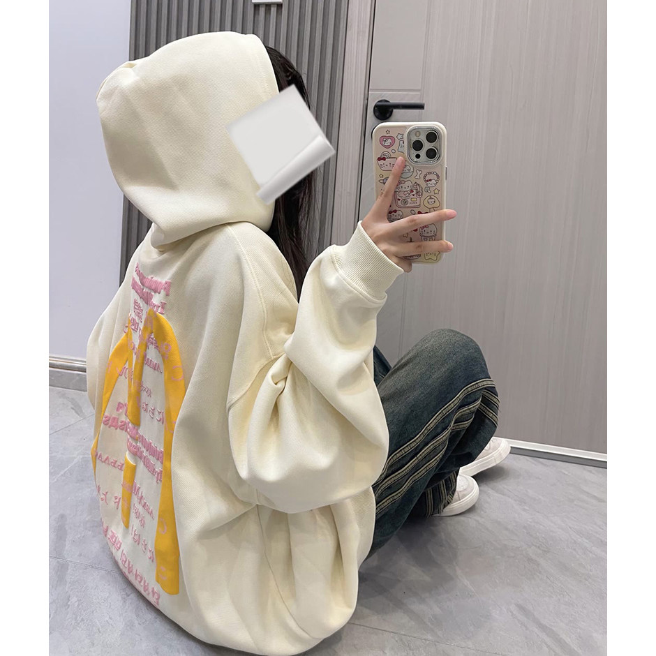 日本offcat联名创意字母卫衣女款秋冬季百搭潮牌连帽宽松上衣