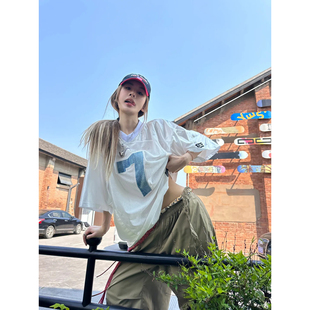 日本offcat 2000archives足球7号球衣数字网面宽松运动短袖t恤