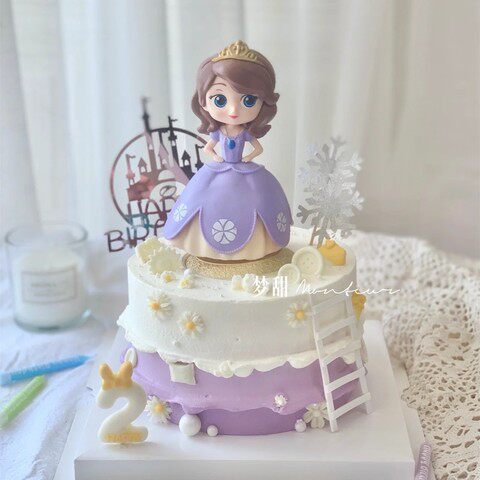 蛋糕装饰玩具摆件紫色裙子女孩生日小公主少女心小仙女派对插件