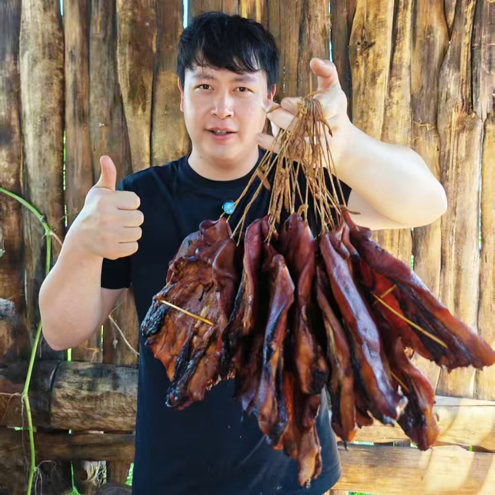 三德子美食四川腊拱嘴非腊猪脸手工自制传统烟熏腊猪鼻500g下酒菜