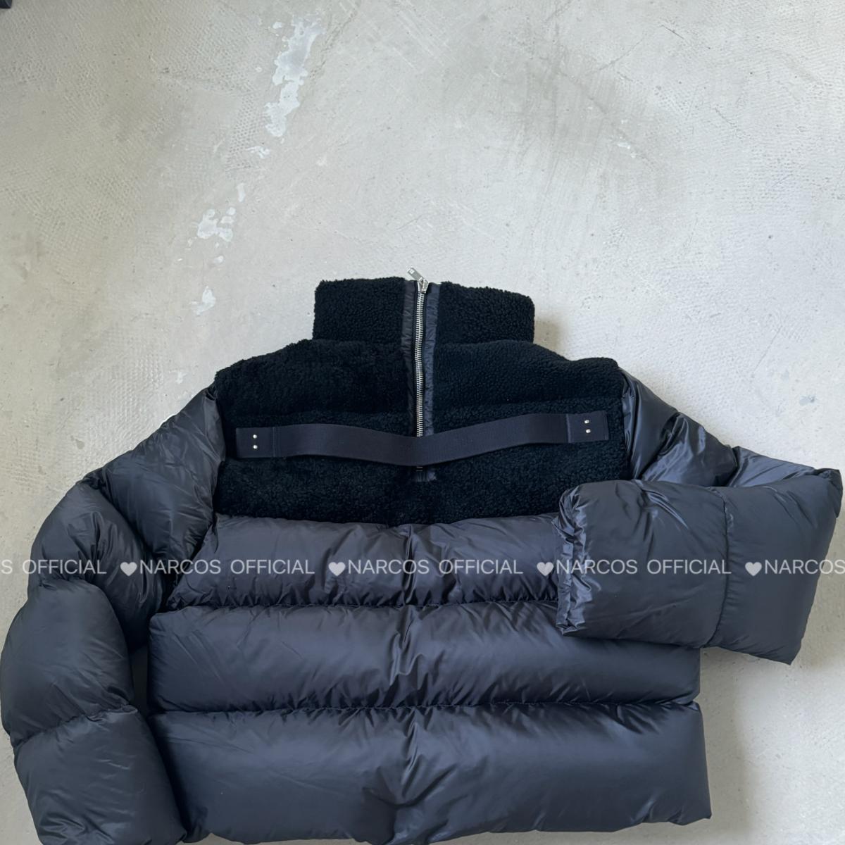 Narcos RO联名MON 25秋冬新款 暗黑系羊毛领拼接 短款羽绒服男女