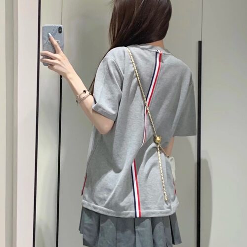 Narcos 设计感三色后背织带圆领短袖T恤男女同款宽松简约休闲上衣