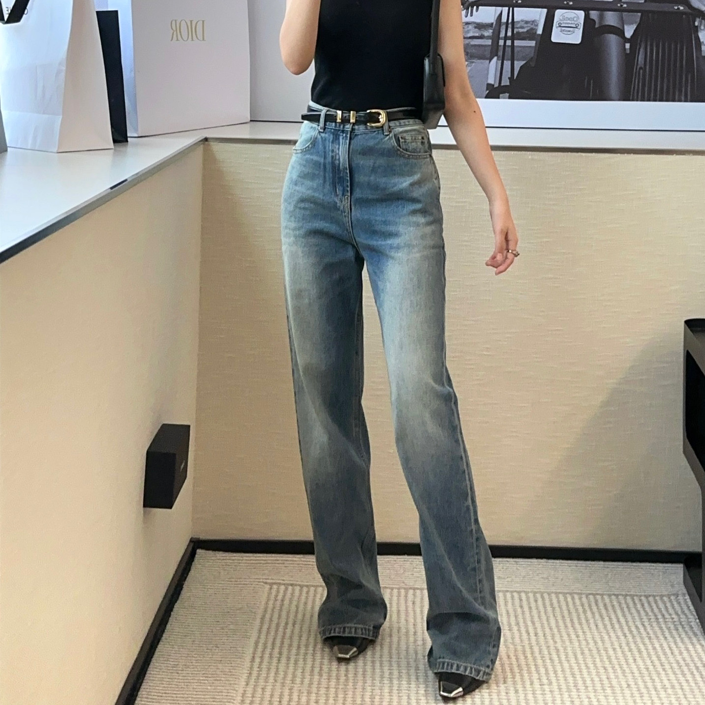 李亚男 女神裤～重工做旧磨破工艺 丹宁水洗牛仔高腰直筒 牛仔裤,女装/女士精品,牛仔裤,淘宝优惠券,粉丝福利购,淘宝优惠卷