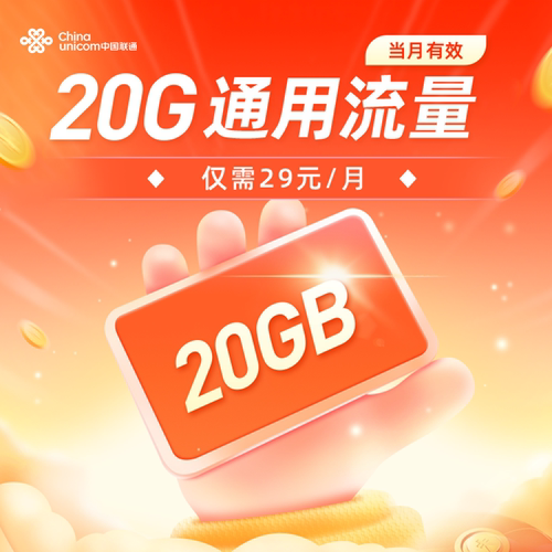 山东联通流量充值20GB全国特惠流量月包每月29元
