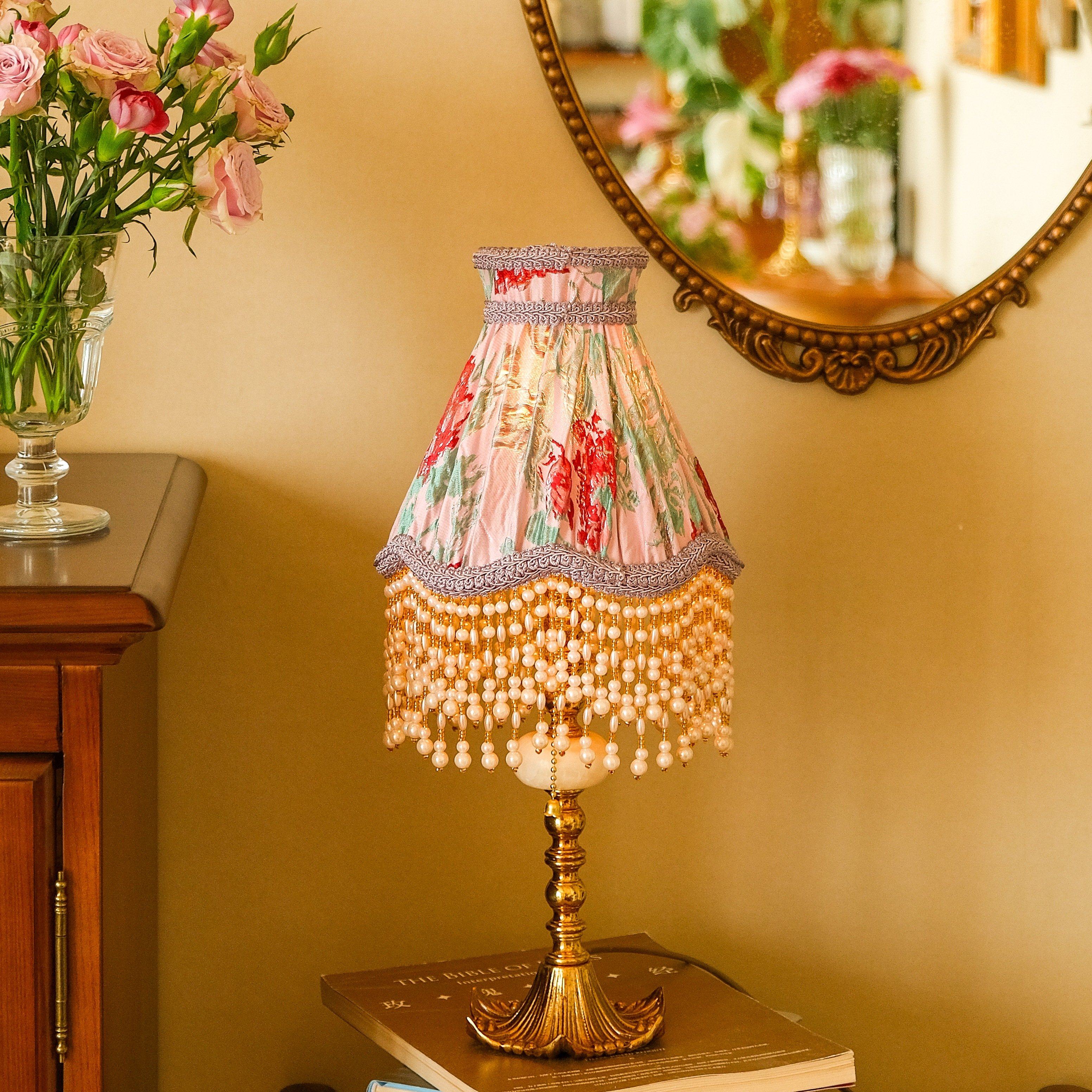 物几原创玫瑰之名法式复古vintage浪漫少女卧室氛围床头布艺台灯