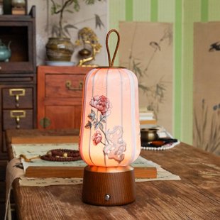 物几原创新中式游园惊梦刺绣牡丹手提灯宋代美学氛围高档充电台灯