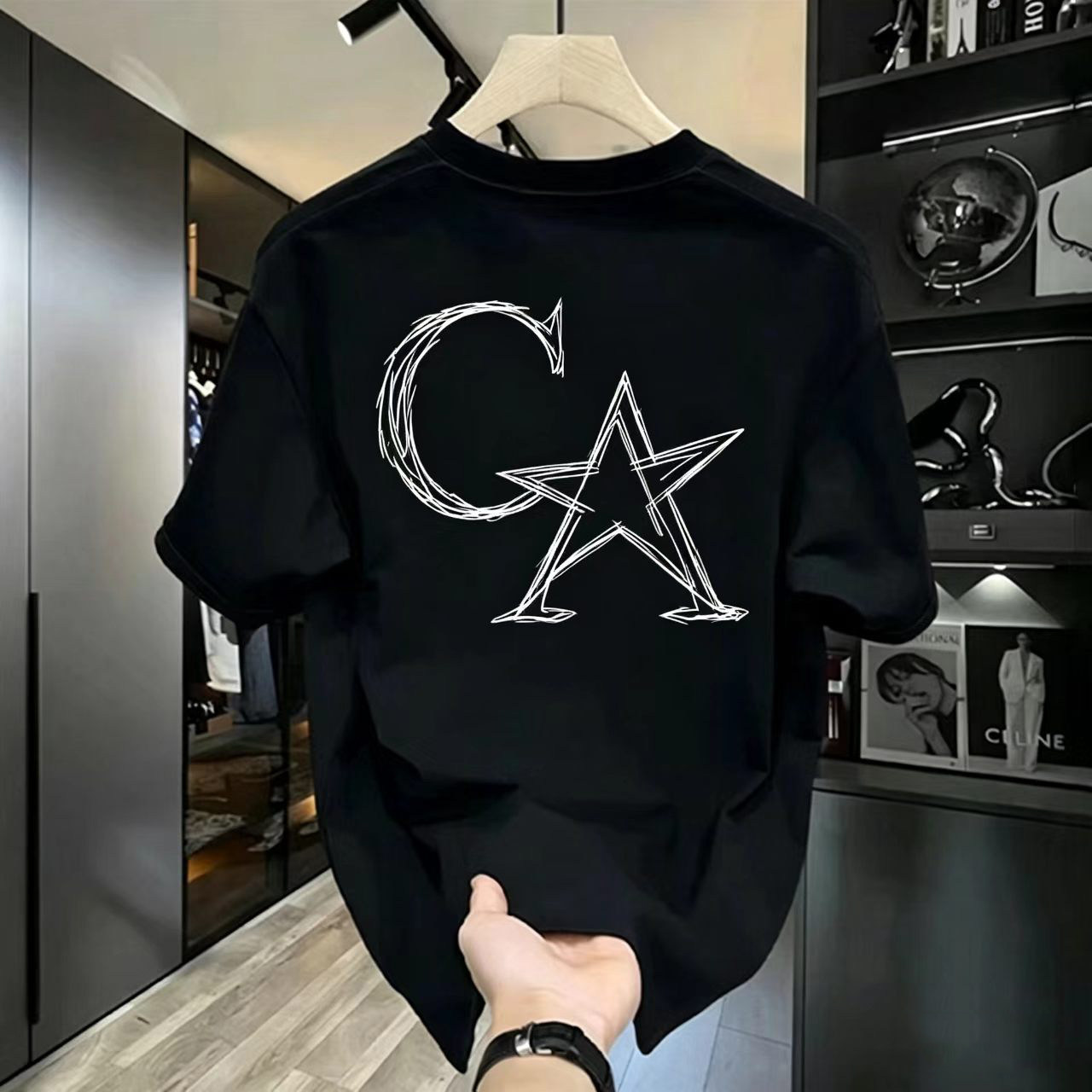 重磅纯棉潮牌美式个性T恤男潮流痞帅印花女夏季圆领宽松情侣短袖