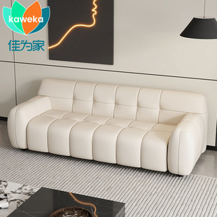 佳为家2024新款沙发客厅双人位棉花糖直排奶油风小户型猫抓皮沙发
