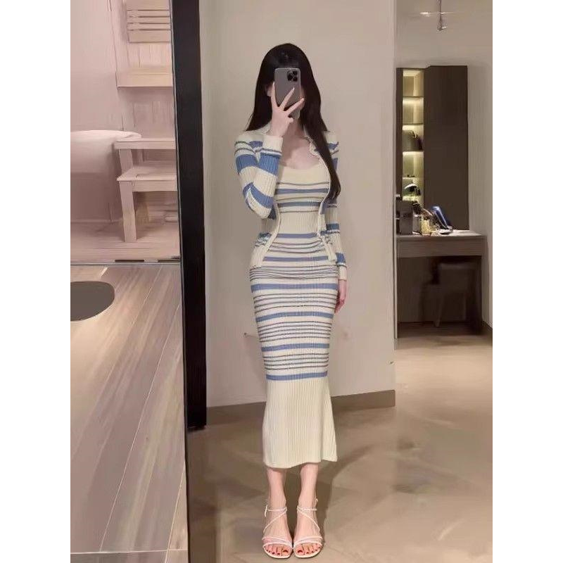 甜辣纯欲连衣裙子女温柔系气质御姐小香风法式桔梗两件套装秋冬季