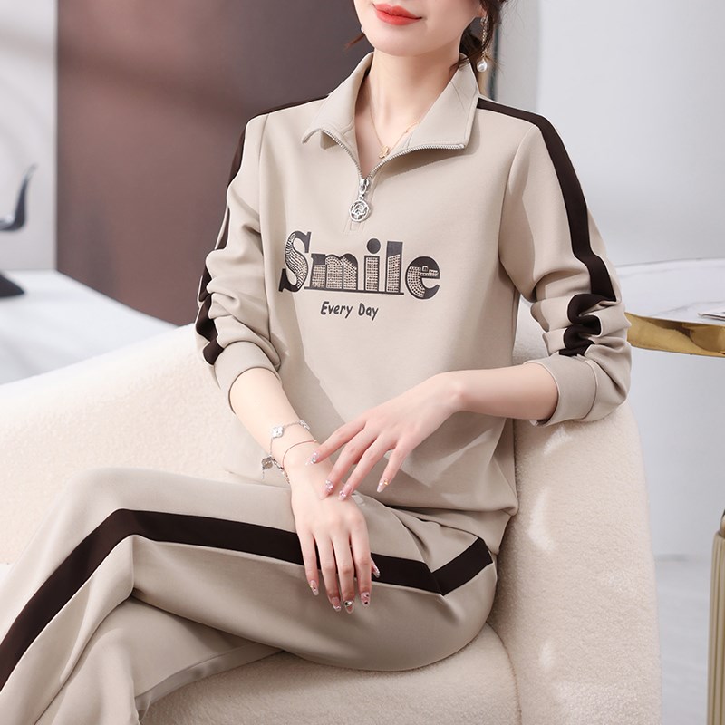 耐克顿2025新款休闲运动套装女春秋卫衣时尚长袖宽松跑步服两件套