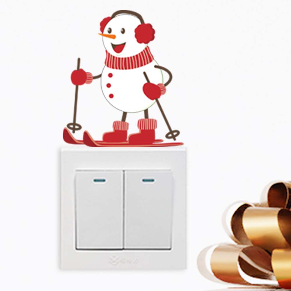 尚易SP-KG006圣诞节创意雪人卧室墙贴自粘开关装饰厂家 开关贴