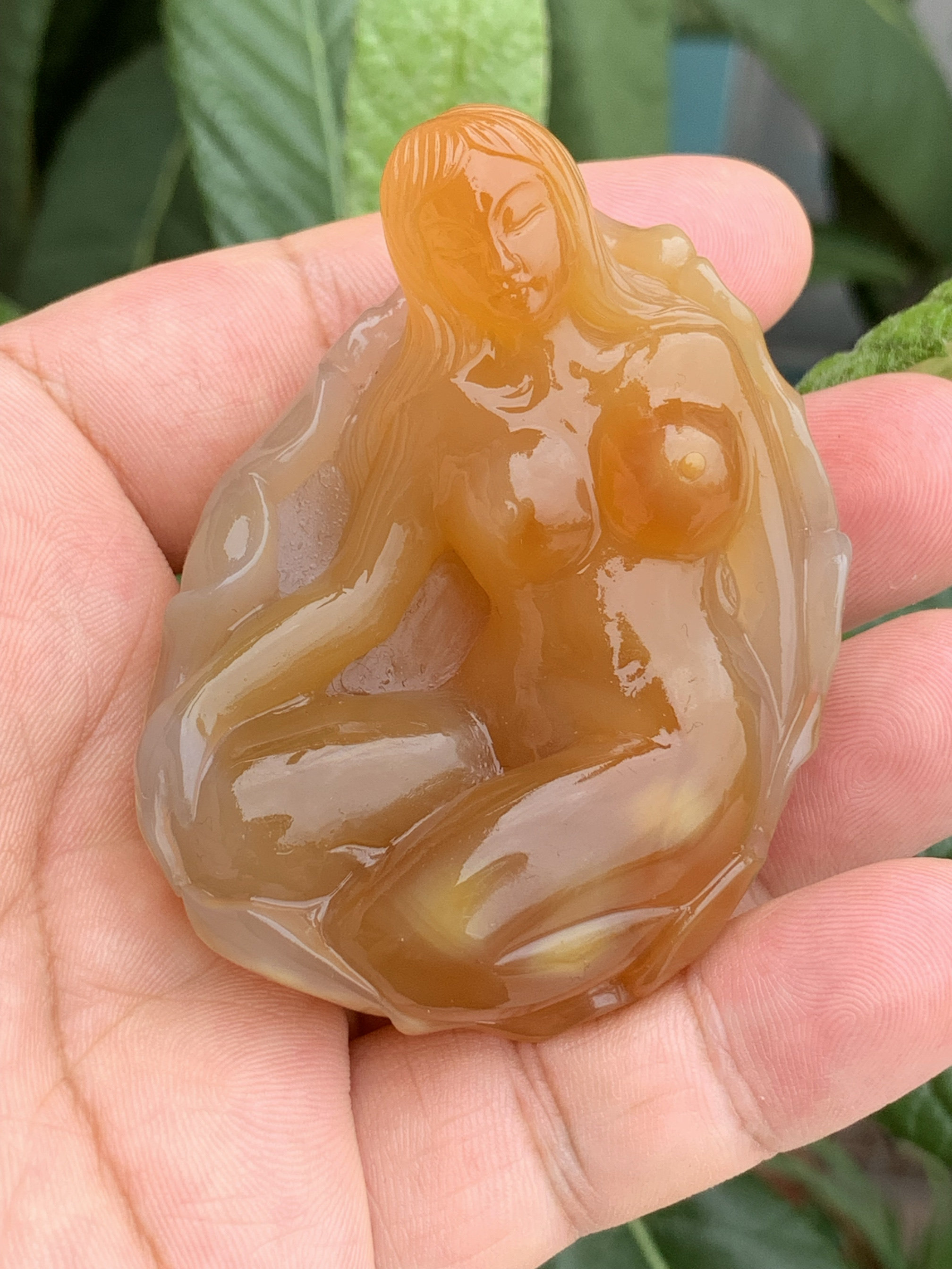 天然马达加斯加红玛瑙籽料玉贵人手把件