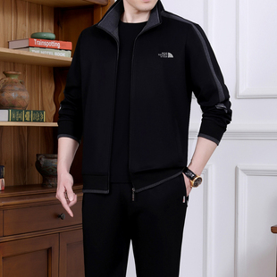 迈耐克斯爸爸冬装中老年人运动服套装男士春秋冬季加绒加厚三件套