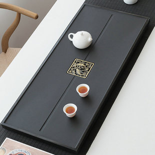 家用现代简约排水茶海黑 日本品质天然乌金石茶盘大号功夫茶具套装
