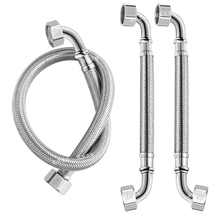 304不锈钢编织管4分双内丝热水器马桶三角阀90度弯头进水软管活接