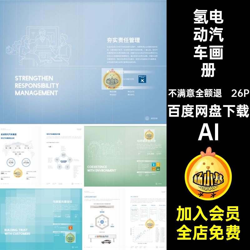 环保氢能源科技电动汽车公司企业宣传画册手册排版AI设计素材模板