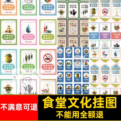 餐厅文化挂图校园系列CDR素材食堂珍惜标语挂画光盘行动粮食素材
