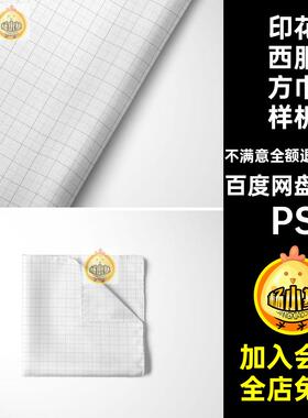 16款口袋西服方巾样机方形手帕丝巾PS西装设计模板素材贴图印花