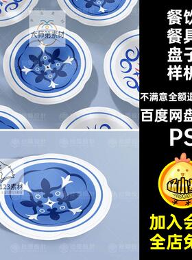 17个陶瓷盘子样机餐饮餐具盘子样机模板智能VIPS品牌贴图PSDps