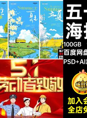 五一海报五一劳动节模板宣传素材大气活动年背景红色999款aips
