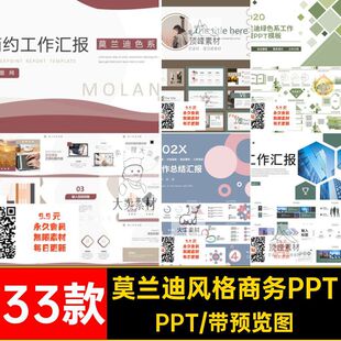 33款时尚商务PPTppt总结兰迪简模板风格约莫设计规划商业计划书