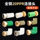 20ppr活接头4分内丝6分1寸水表热熔头水管配件直通直接弯头黄全铜