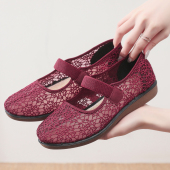 老人女网透气浅口方口镂空防滑软底33到43奶奶网鞋 夏季 老北京布鞋