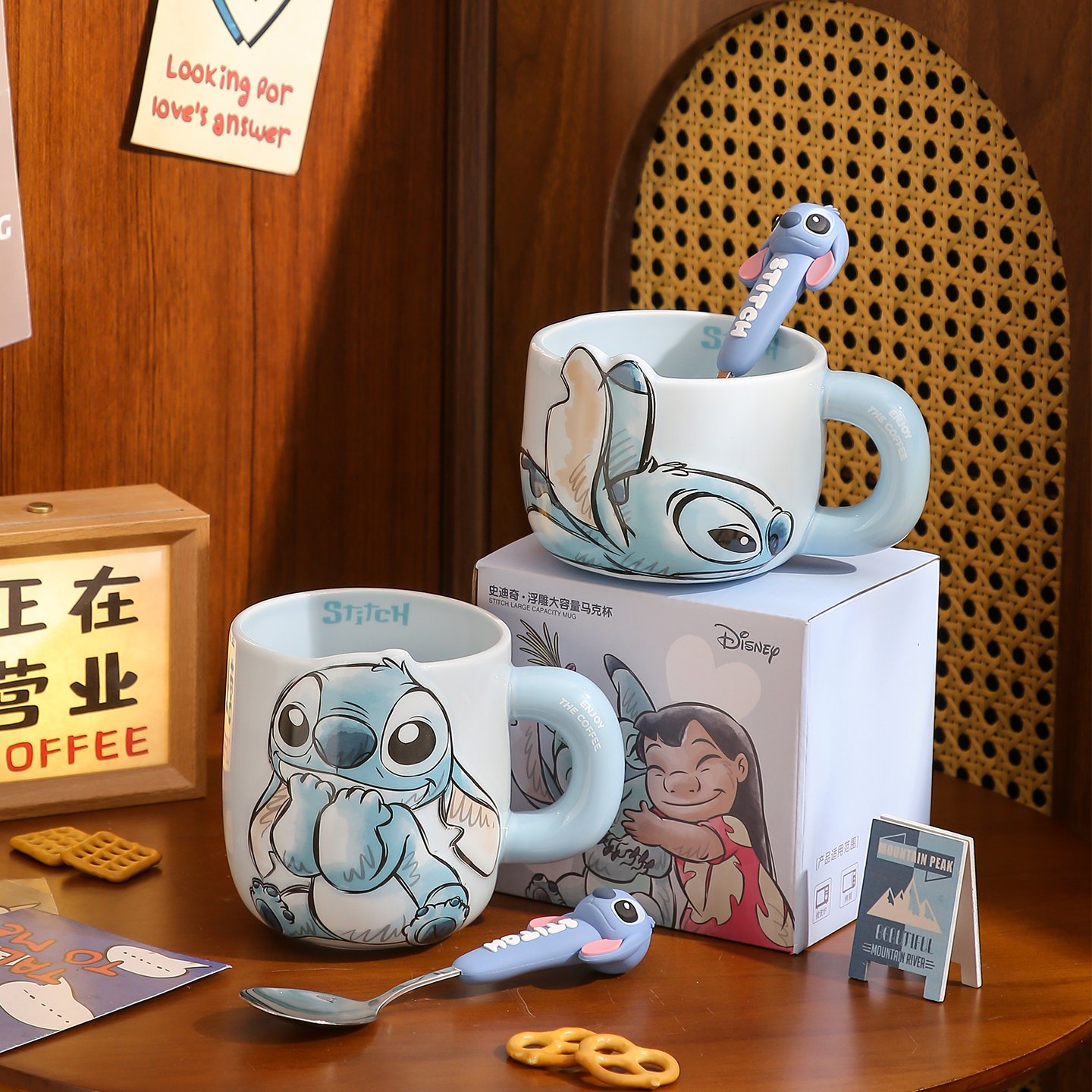 史迪仔大容量马克杯情侣陶瓷水杯