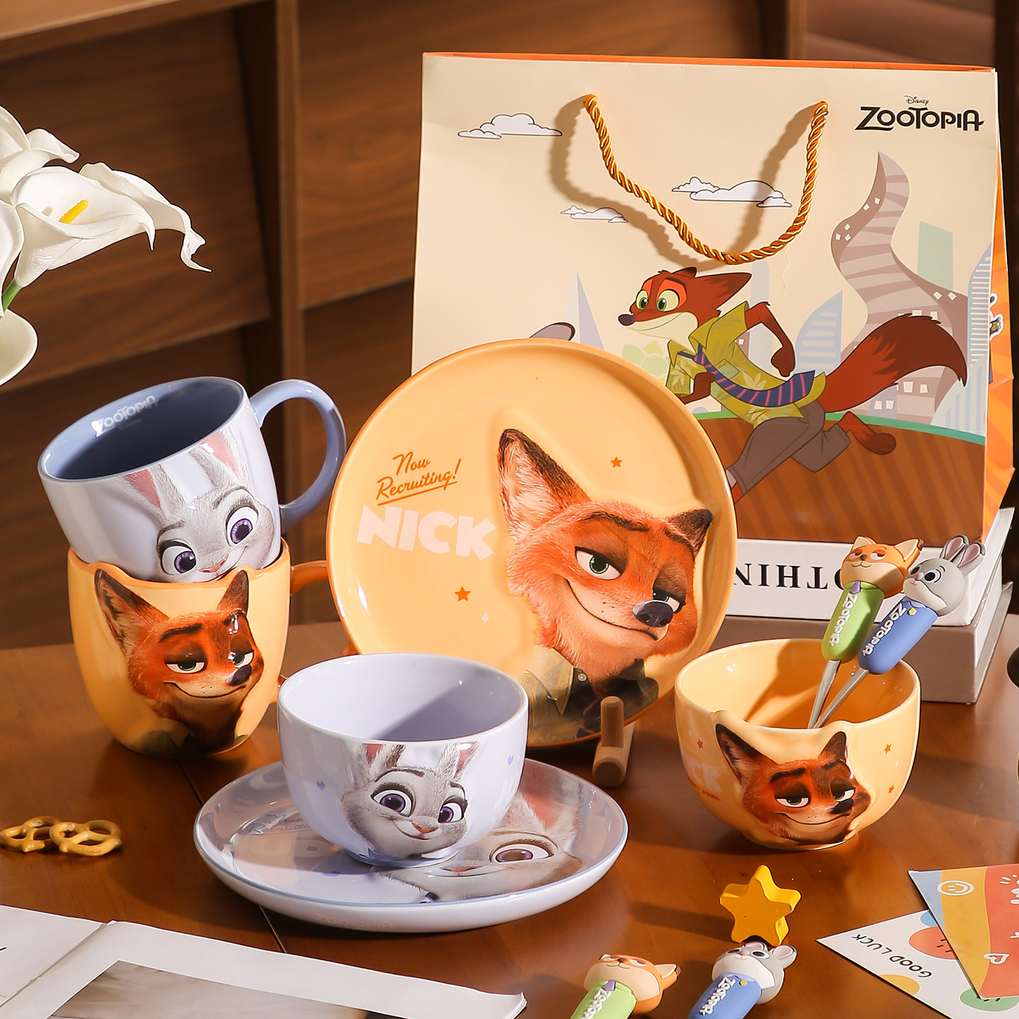 疯狂动物城联名餐具家用情侣一人食浮雕碗盘勺送闺蜜高颜值伴手礼,餐饮具,餐具礼盒,淘宝优惠券,粉丝福利购,淘宝优惠卷