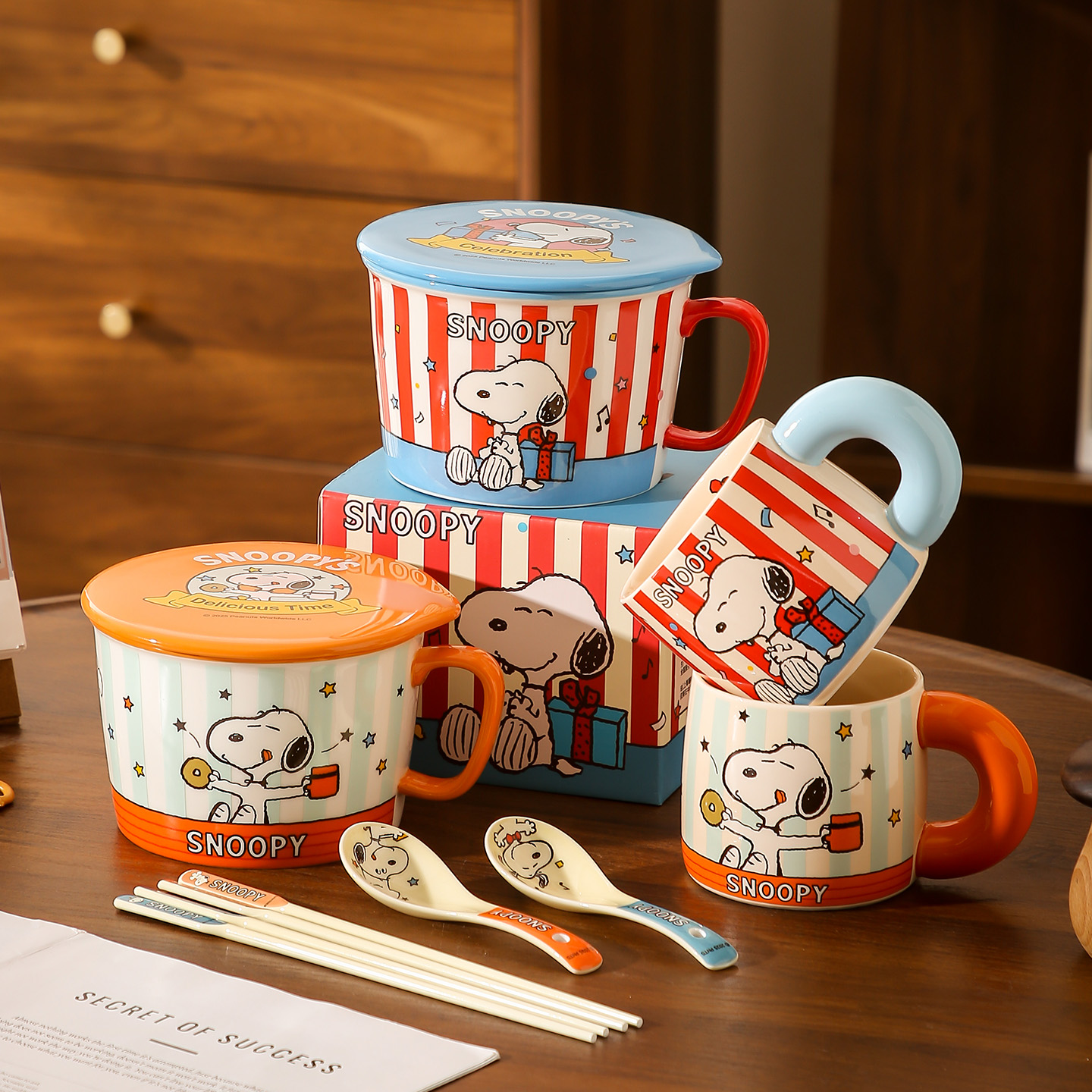 史努比大容量带盖陶瓷泡面碗宿舍