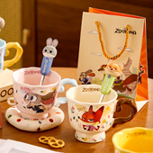 疯狂动物城联名马克杯家用情侣陶瓷早餐杯子可爱生日礼物咖啡水杯